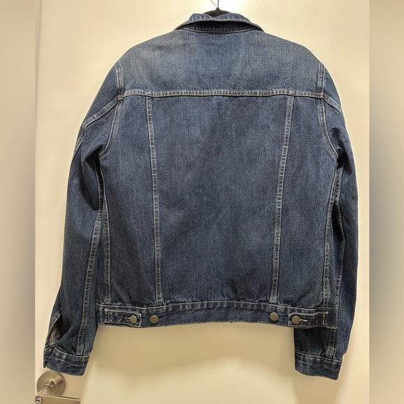 The Kooples Selvedge Blue Denim Type 2 Leather Pocket Jean Jacket L Slim - Picture 4 of 9